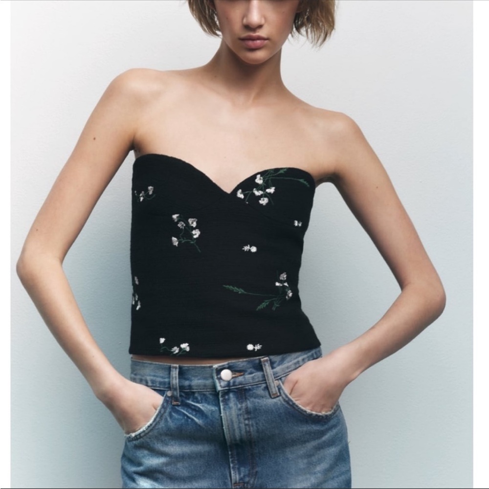 Embroidered Floral Bustier top